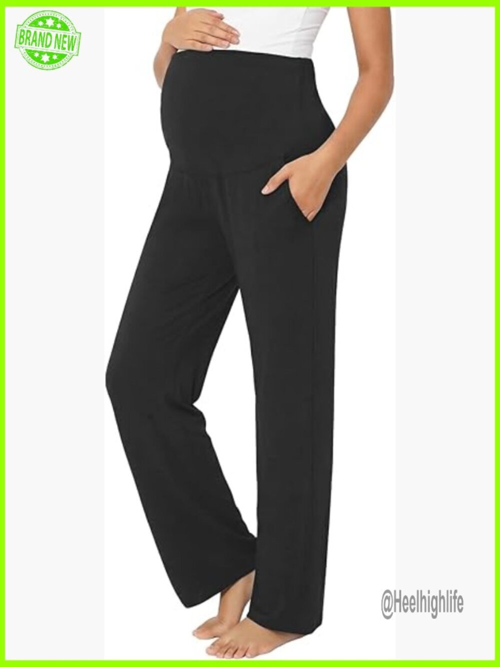 Maternity Pajama Pants Viscose Wide Leg Stretchy Sleepwear with Pockets